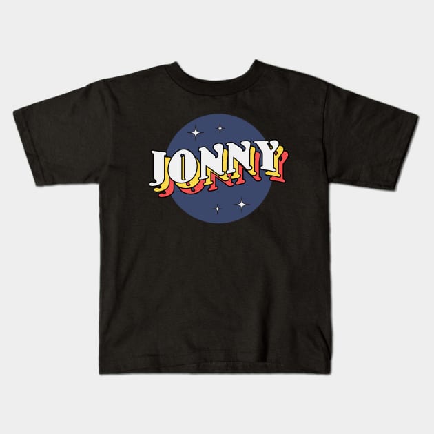 Jonny - Colorful Layered Retro Letters Kids T-Shirt by Mandegraph